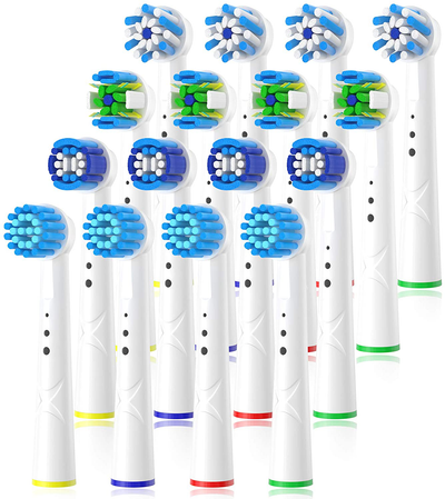 Replacement Toothbrush Heads Compatible with Oral B Braun Electric Toothbrush Handles Pro 1000 7000 1500, Smart Genius 8000 Vitality-16PCS