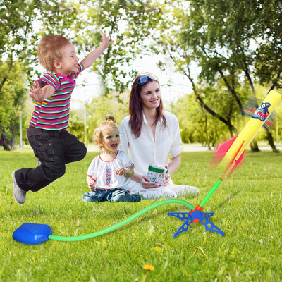 Duckura Jump Rocket Launchers for Kids, Summer Outdoor Rocket Toys with Launcher and 6 Foam Rockets, Toy Gifts for Boys Girls Toddlers Ages 3 4 5 6 and Up
