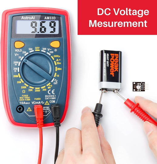 AstroAI Multimeter 2000 Counts Digital Multimeter with DC AC Voltmeter and Ohm Volt Amp Tester ; Measures Voltage, Current, Resistance; Tests Live Wire, Continuity