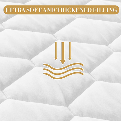 Cal King Size Quilted Fitted Mattress Pad, 100% Waterproof Breathable Mattress Protector, Ultra Soft Alternative Filling Mattress Cover, Stretches up to 21 Inches Deep Pocket (White)