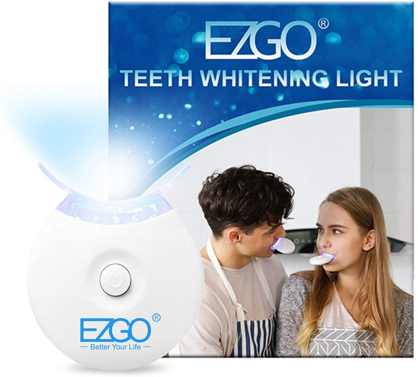 EZGO Teeth Whitening LED Accelerator Lights, 5 X LED Light Whiten Teeth Faster, Works with Tooth Whitening Gel, Whitening Trays or White Strips