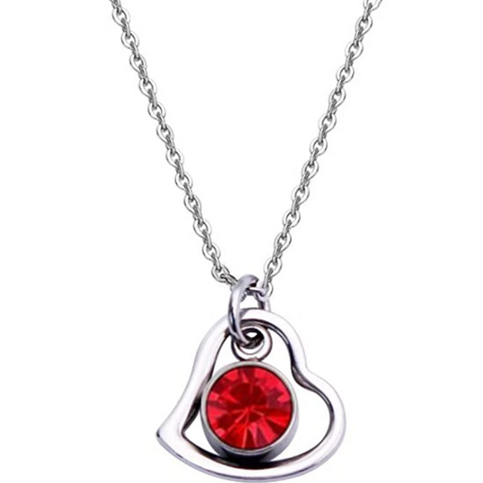 Women's Stainless Steel Birthstone Heart Necklace 