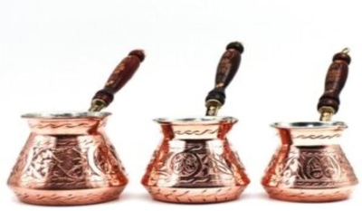 Turkish Coffee Pot, traditional coffee Maker, Hammered Copper Coffee Cezve, Small Pot, Stove Top Coffee Maker (300 ml (10.14 oz))