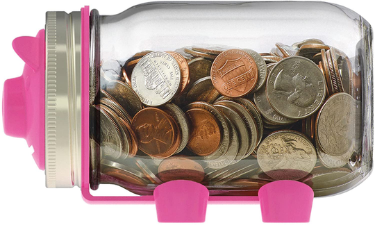 Jarware Piggy Bank Lid for Regular Mouth Mason Jars, Pink