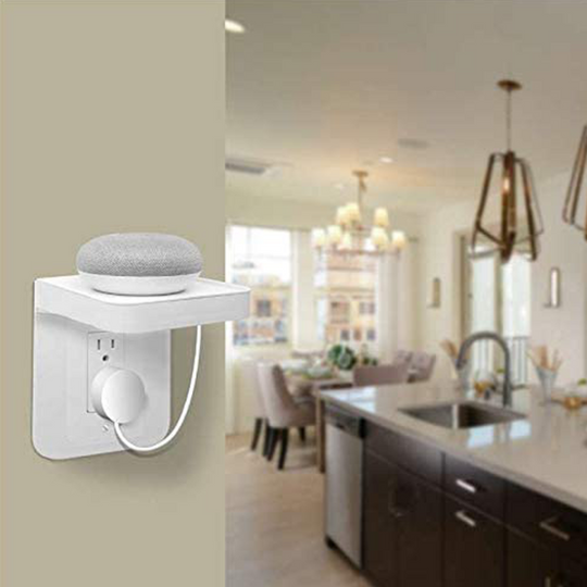 Outlet Shelf Power Perch With Built-In Cable Management For Google Home, Homepod Mini, Smart Speakers, Cellphones