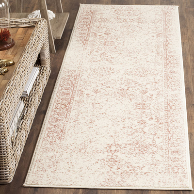 Safavieh Adirondack Collection ADR109H Oriental Distressed Non-Shedding Stain Resistant Living Room Bedroom Runner, 2'6" x 8' , Ivory / Rose