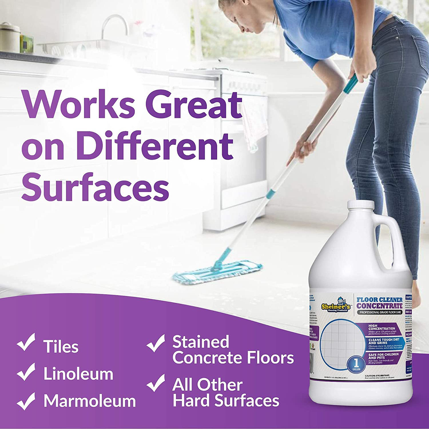 All Purpose Cleaner and Floor Cleaner Concentrate, Multi-Surface Cleaner for Home Office and Kitchen Floor, Concentrated Multipurpose Cleaner, 1 Gallon - Sheiner’s