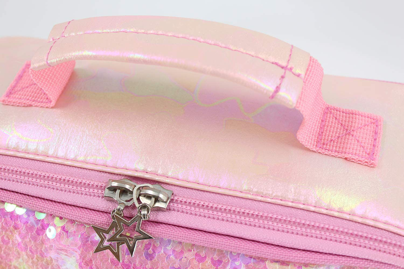 Kids Lunch Box Insulated Back to School Reusable Tote Lunch Bag for Girls and Boys Flip Sequin Pink