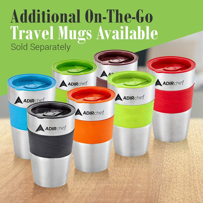 AdirChef Grab N' Go Personal Coffee Maker with 15 oz. Travel Mug (Crystal Blue)