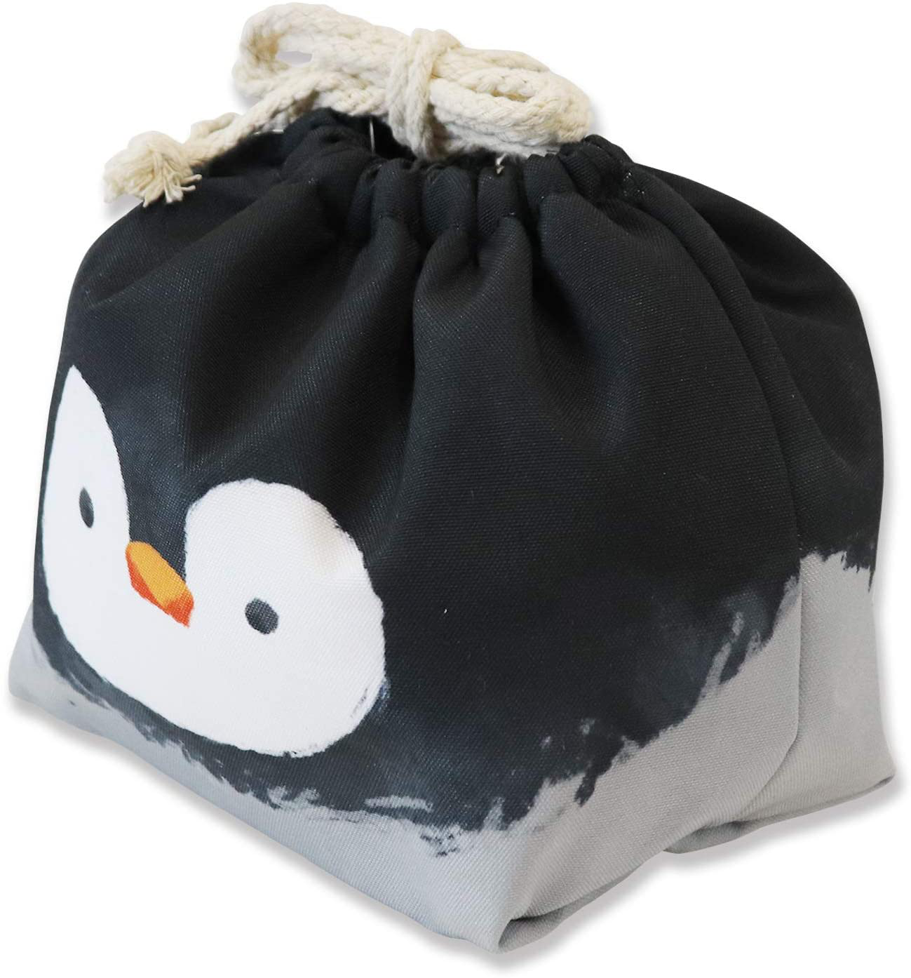 TOYO CASE Animal Lunch Pouch Drawstring Bag Insulation Aluminum Sheet inside PENGUIN