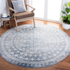 Safavieh Brentwood Collection BNT899C Traditional Oriental Distressed Non-Shedding Stain Resistant Living Room Bedroom Area Rug, 6'7" x 6'7" Round, Ivory / Light Grey