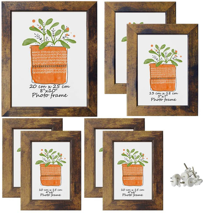 PETAFLOP Gallery Wall Frame Set 7 Pack Distressed Picture Frame Set, One 8x10 Picture Frames, Two 5x7 Picture Frames, Four 4x6 Picture Frames