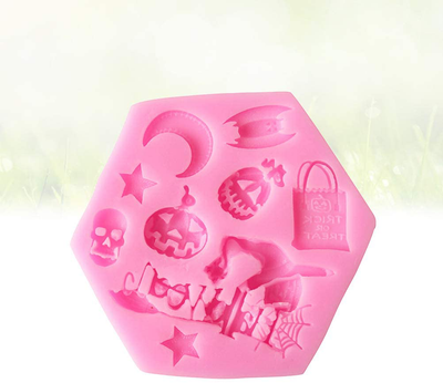 Halloween Theme Silicone Mold DIY Fondant Suger Cookie Chocolate Mold Cake Decoration Kitchen Baking Tool (Pink)