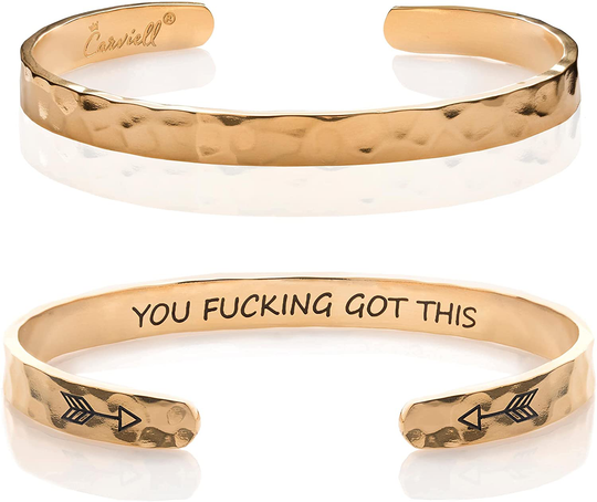 Carviell Bracelets for Women, Personalized Gifts for Her, Mom, Best Friend, Inspirational Friendship Cuff for Teen Girls, Engraved, Birthday Gift Jewelry