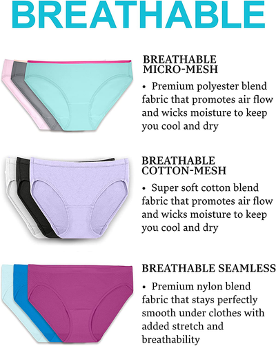 Fruit of the Loom Women's Breathable Underwear (Regular & Plus Size)