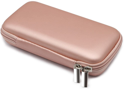 iMangoo Shockproof Carrying Case Hard Protective EVA Case Impact Resistant Travel 12000mAh Bank Pouch Bag USB Cable Organizer Earbuds Sleeve Pocket Accessory Smooth Coating Zipper Wallet Rose Gold