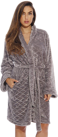 Just Love Kimono Robe Velour Chevron Texture Bath Robes for Women
