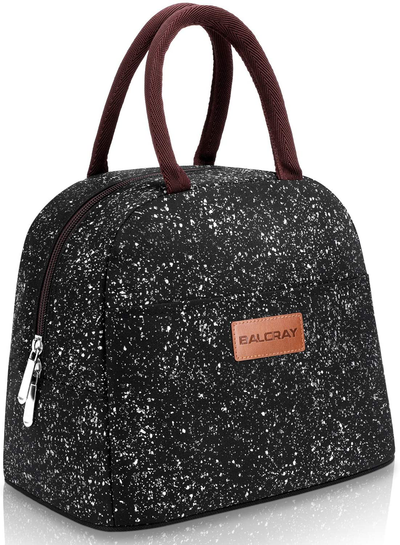 BALORAY Lunch Bag Tote Bag Lunch Bag for Women Lunch Box Insulated Lunch Container (Black with starry)