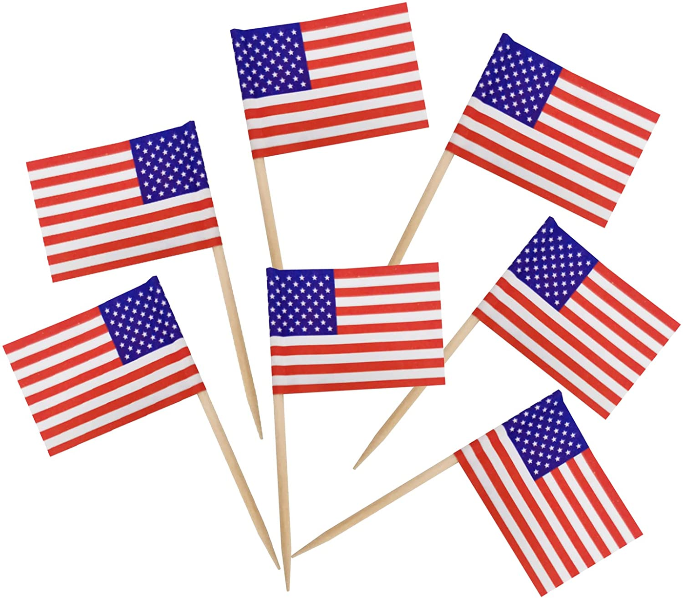Pack of 100 Flag Toothpick Flags, Small Toothpick Cupcake Toppers, Country Picks, Party Decoration