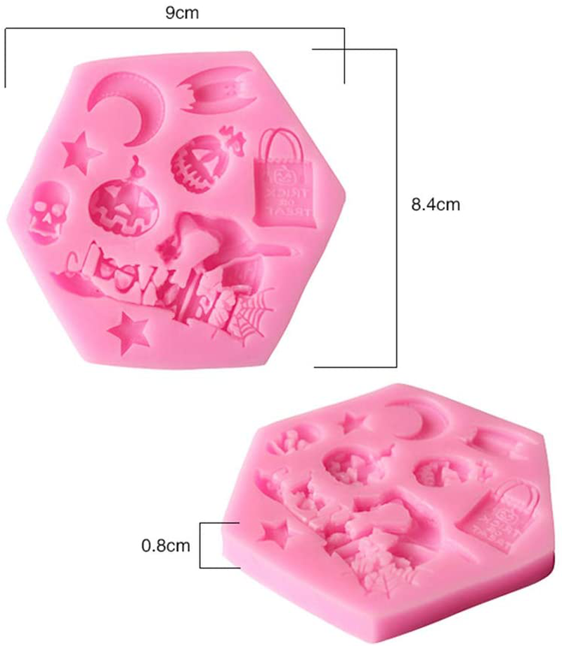 Halloween Theme Silicone Mold DIY Fondant Suger Cookie Chocolate Mold Cake Decoration Kitchen Baking Tool (Pink)