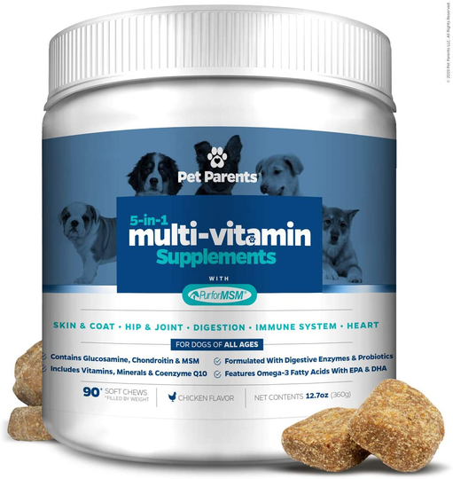 Pet Parents USA Dog Multivitamin 4g 90c- Omega 3 For Dogs + Glucosamine for Dogs + Dog Probiotics + MSM for Dogs, Multivitamin for Dogs, Dog Vitamins + Dog Immunity, Vitamins For Dogs & Puppy Vitamins