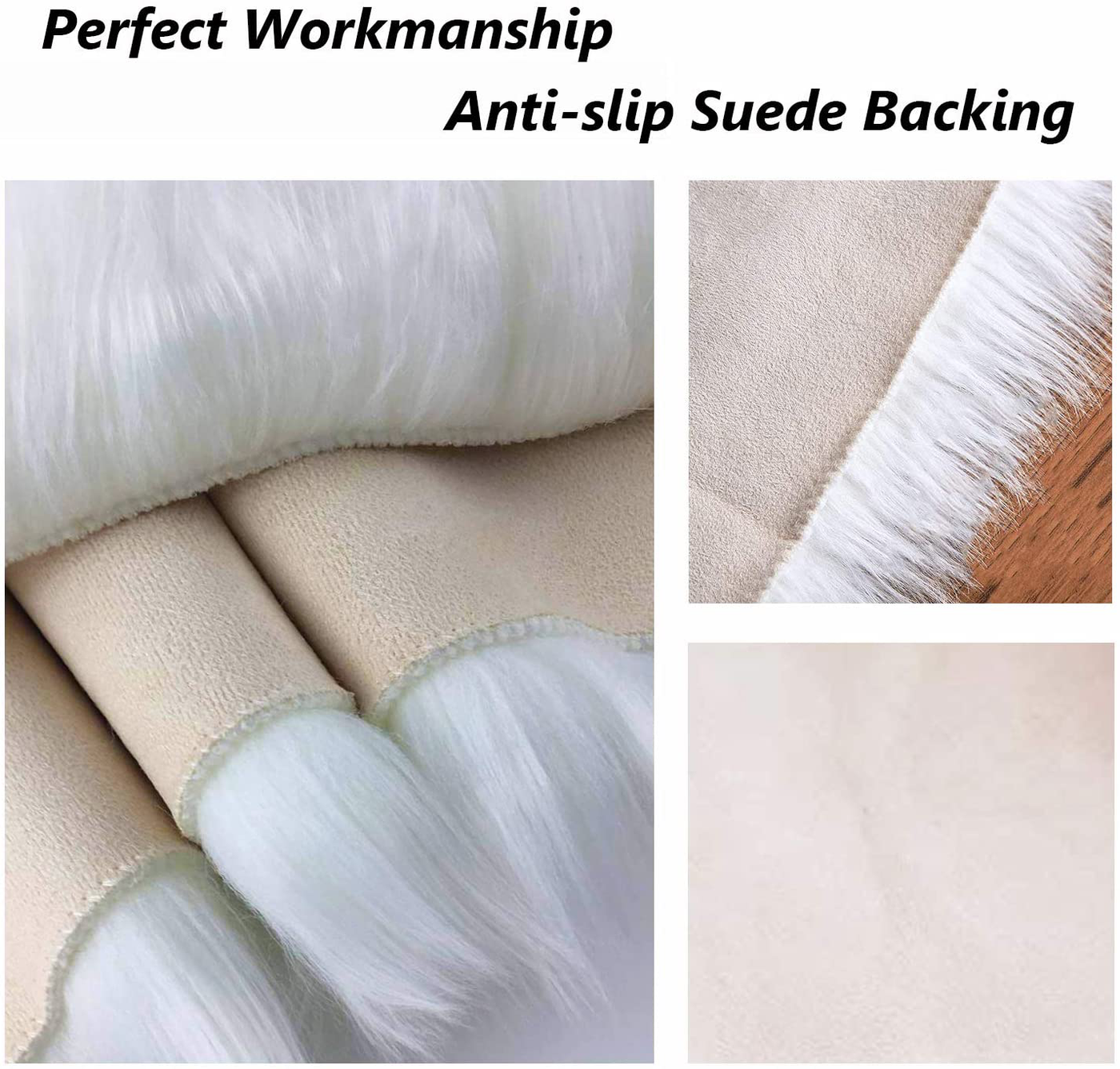 12’’ Small Faux Fur Sheepskin Cushion Soft Plush Area Rug, White Photo Background for Small Product Desktop Photography, Jewelry, Watches, Cosmetics, Ornament, Nail Art, Display and Decor (Square)