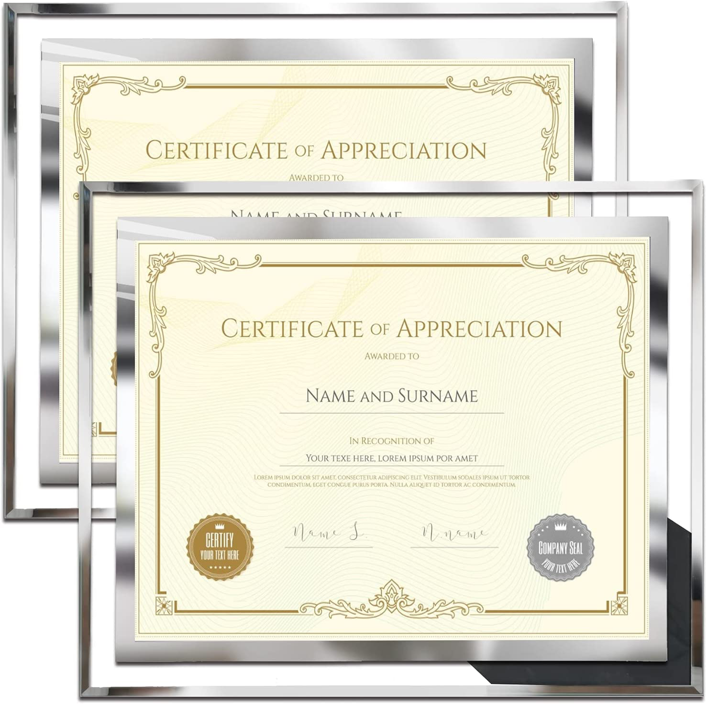 8.5 x 11 Certificate Document Frame Packs4 Diploma Glass Picture Frames for Tabletop
