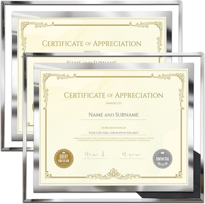 8.5 x 11 Certificate Document Frame Packs4 Diploma Glass Picture Frames for Tabletop