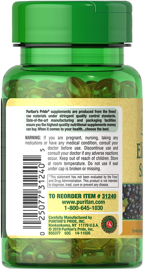 Elderberry Sambucus 1250mg Soft Gels, Supports antioxidant Health