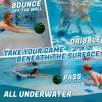 Watermelon Ball Combo Pack | The Ultimate Swimming Pool Game | Pool Ball for Under Water Passing, Dribbling, Diving and Pool Games for Teens, Kids, or Adults| 9" and 6.5" Balls Fills with Water