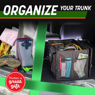 Drive Auto Trunk Organizers and Storage - Collapsible Multi-Compartment Car Organizer w/ Adjustable Straps