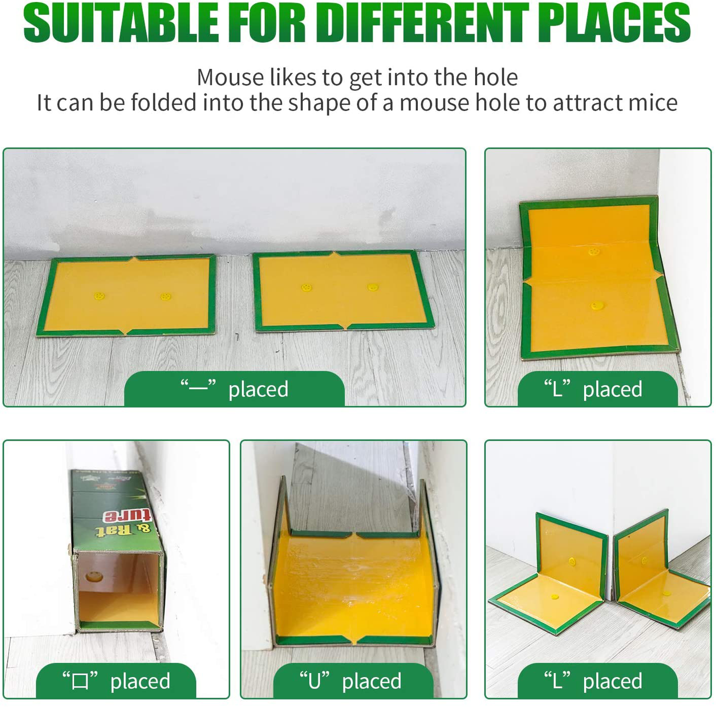 Mouse Traps, Humane Mouse Glue Trap, 10 PCS Rat/Mice Traps Sticky Pad Boards Strongly Adhesive Mouse Traps That Work No See Kill for House Indoor Outdoor Pet Safe