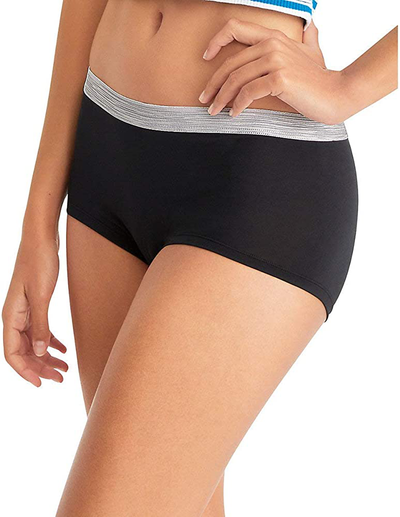 Hanes Women's Cool Comfort Sporty Microfiber Boyshort Underwear, 6 Pack