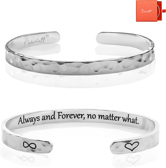 Carviell Bracelets for Women, Personalized Gifts for Her, Mom, Best Friend, Inspirational Friendship Cuff for Teen Girls, Engraved, Birthday Gift Jewelry