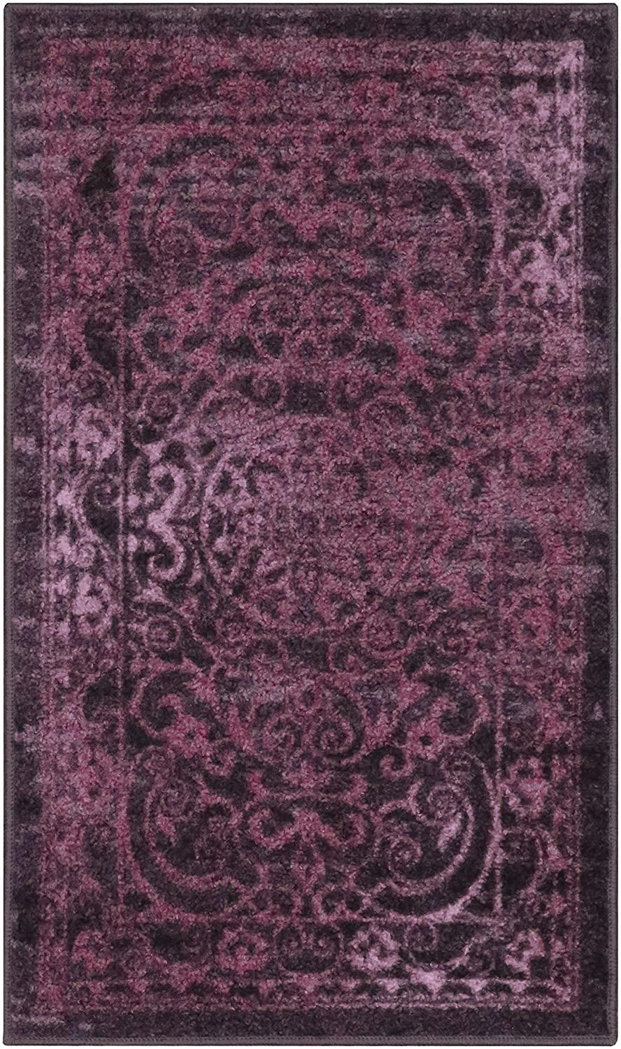 Maples Rugs Pelham Vintage Kitchen Rugs Non Skid Accent Area Carpet [Made in USA], 2'6 x 3'10, Wineberry