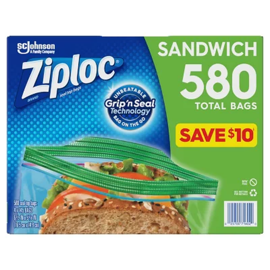 580 Count Ziploc Sandwich Bag 6.5" x 6"