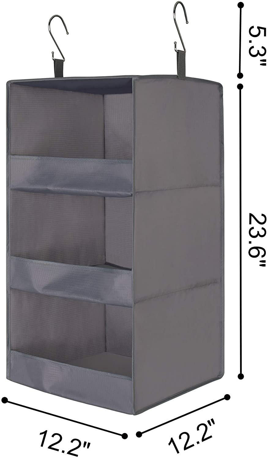 GRANNY SAYS 3-Shelf Hanging Closet Organizer, Collapsible Hanging Closet Shelves, Hanging Organizer for Closet & RV, Gray, 28.9" H X 12.2" W X 12.2" D, 1-Pack