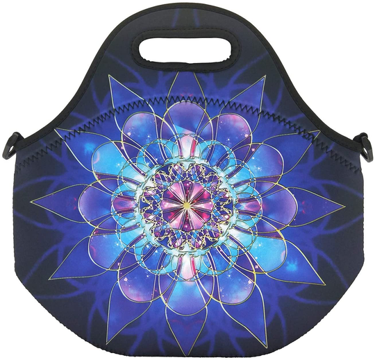 Neoprene Lunch Bags Boxes for Women Men Kids, Insulated Lunch Cooler Tote Bag Box for School Office Work Picnic Travel (Pink Flower)