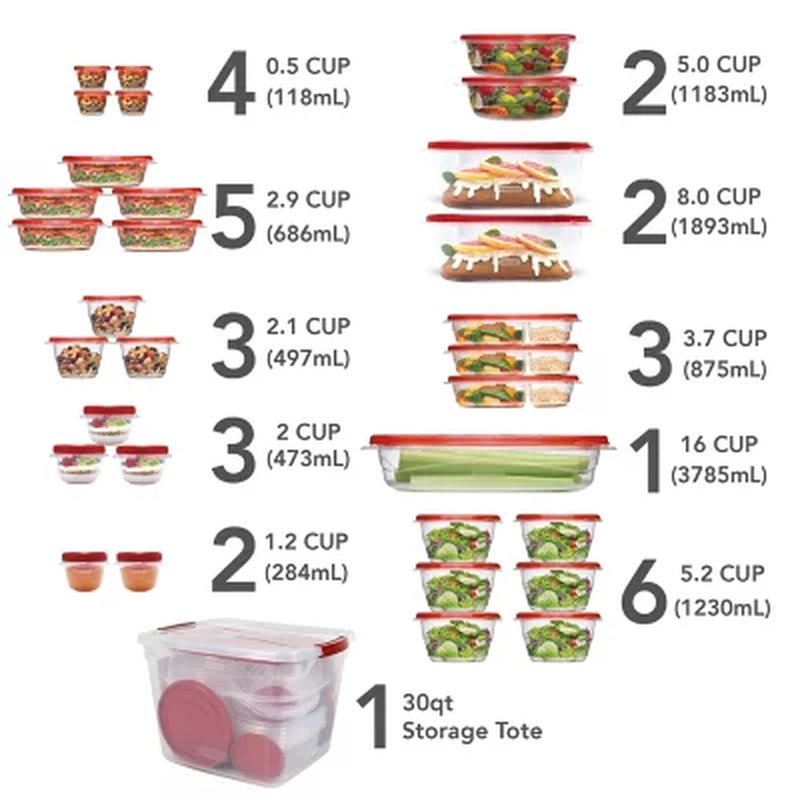 Rubbermaid 64-PieceTakeAlongs Food Storage Set with 30-Quart Storage Tote