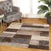 SUPERIOR Rockwood Modern Geometric Patchwork Polypropylene Indoor Area Rug or Runner with Jute Backing, 5' X 8', Slate