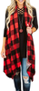 Ivay Womens Plaid Open Front Cardigan Sleeveless Drape Lightweight Vest Coat with Pockets