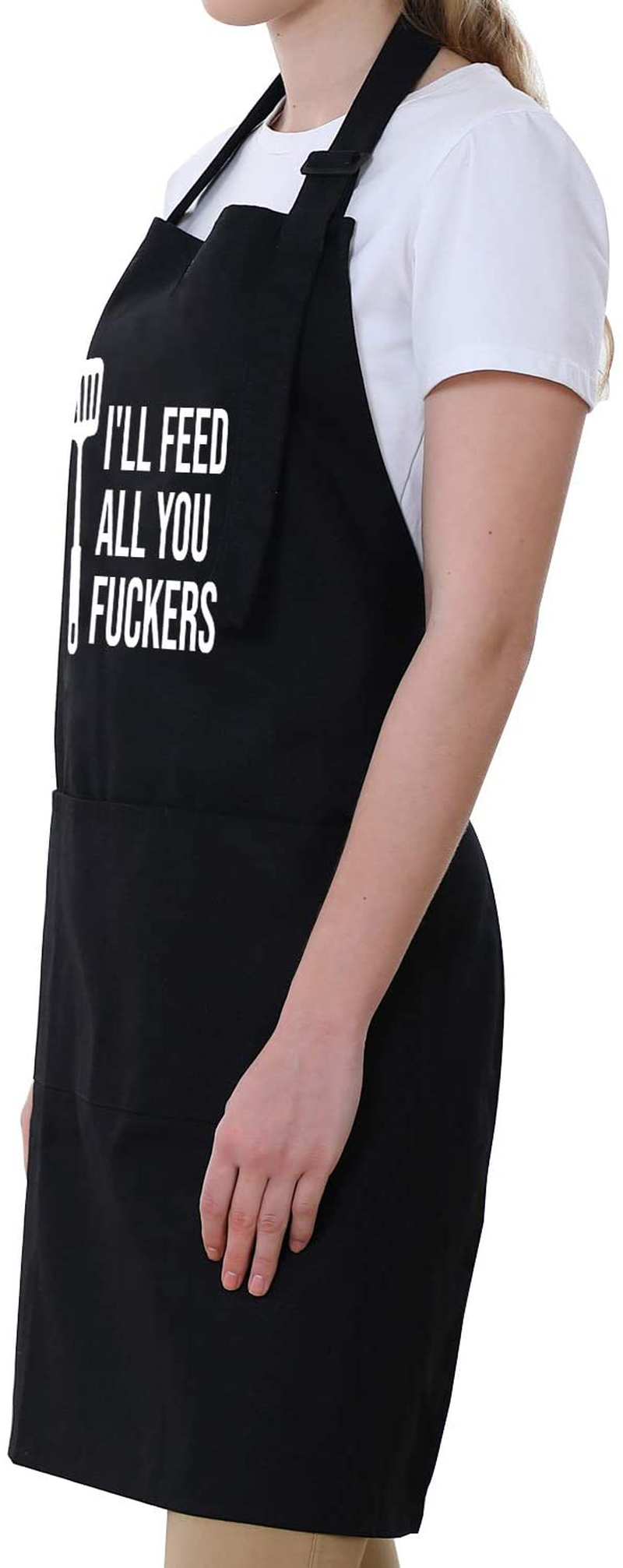 I'll Feed All You - Funny Aprons for Men, Women with 3 Pockets - Dad Gifts, Gifts for Men - Christmas, Thanksgiving, Birthday Gifts for Husband, Dad, Wife, Mom - Miracu Cooking Grilling BBQ Chef Apron