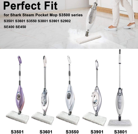 FFsign 6 Pack Replacement Washable Microfiber Steam Mop Pads for Shark Steam Pocket Mop Hard Floor Cleaner S3501 S3550 S3601 S3601D S3801 S3801CO S3901 SE450 S2901 S2902, 6 Pcs Cleaning Steamer Pad