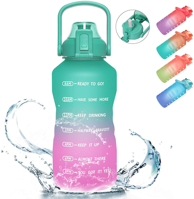 PASER 64oz/128oz Motivational Water Bottle with Time Marker & Straw, Leakproof Tritan BPA Free Water Jug Ensure You Drink Enough Water Daily for Fitness, Gym and Outdoor Sports