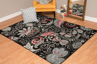 United Weavers of America Dallas Bandanna Rug – Black 1ft. 11in. x 3ft. 3in, Graphic Pattern, Jute Backing. Synthetic Indoor Rugs