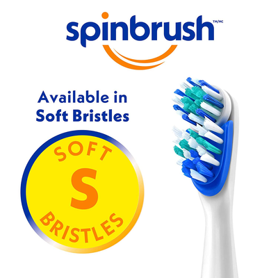 ARM & HAMMER Spinbrush PRO+ Deep Clean REFILLs– Spinbrush Battery Powered Toothbrush Removes 100% More Plaque- Soft Bristles -Two Replacement Heads