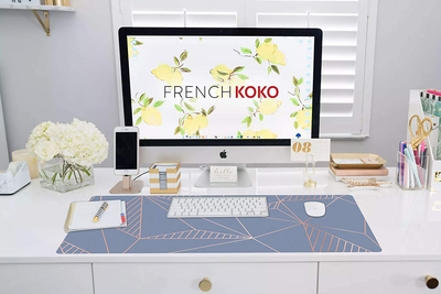 French Koko Large Mouse Pad, Desk Mat, Keyboard Pad, Desktop Home Office School Essentials College Cute Decor Big Extended Laptop Protector Computer Accessories Pretty Mousepad Women Girls XL