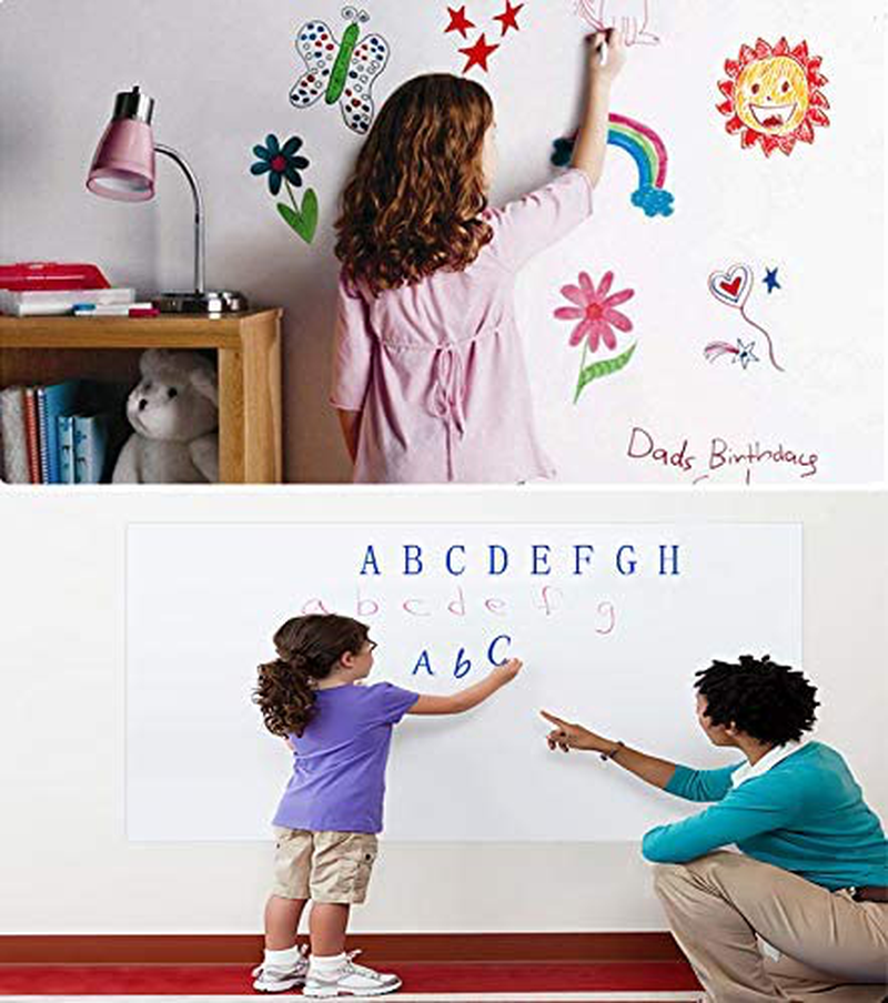 WISHAVE Large Dry Erase Whiteboard Sticker Wall Decal,Self-Adhesive White Board Sticker Vinyl Peel and Stick Paper for School, Office, Home, Kids Drawing with 1 Marker 78.7 X 17.5 inch
