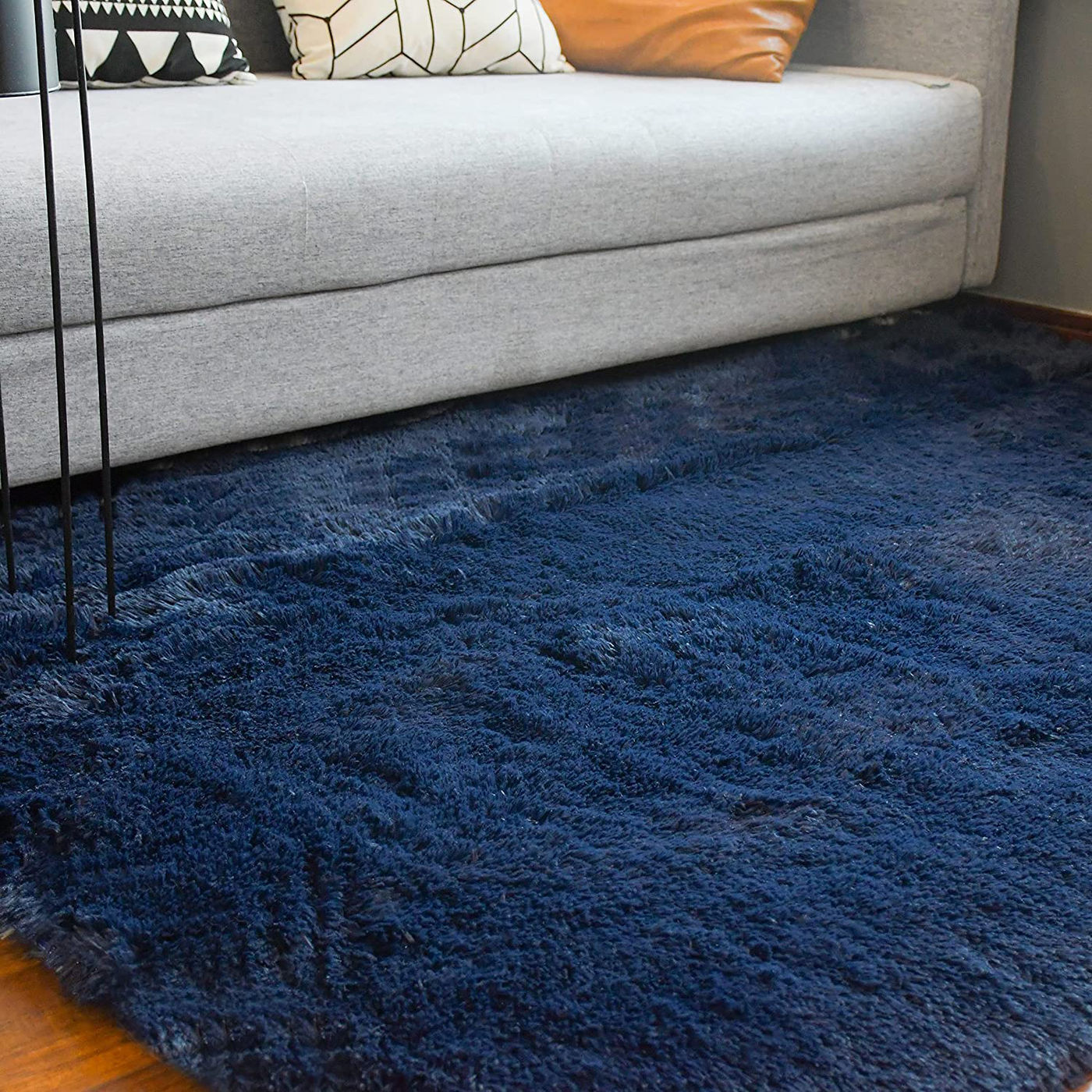 5X8 Navy Blue Area Rugs for Living Room Super Soft Floor Fluffy Carpet Natural Comfy Thick Fur Mat Princess Girls Room Rug (5x8 Feet, Navy Blue)