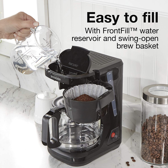 Proctor Silex FrontFill Compact 12 Cup Programmable Coffee Maker, Glass Carafe, Black (43685PS)
